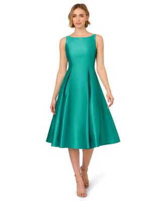 Adrianna Papell Boat-Neck A-Line Dress Aloe Mist 12