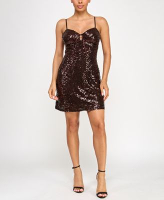 Crystal Doll Juniors Sequined Bow-Back Sho Chocolate XS