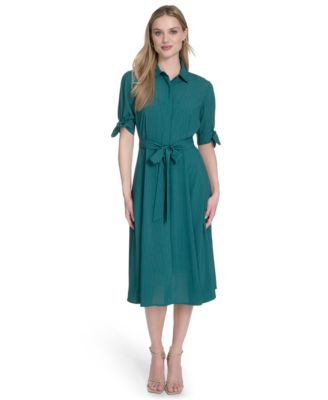 Calvin Klein Womens Chiffon Short-Sleeve S Sequoia 8