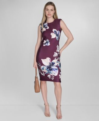 Calvin Klein Womens Scuba Floral-Print She Aubergine Multi 14