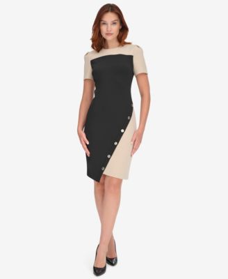 Tommy Hilfiger Womens Colorblocked Asymmetri BlackKhaki 12