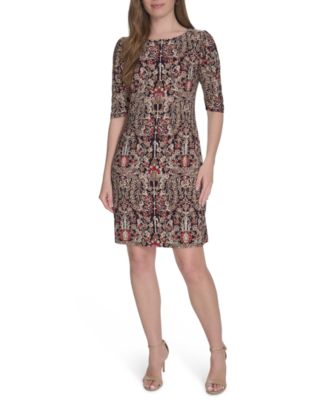 Tommy Hilfiger Womens Jersey Printed Ruched- Aubergine Multi 10