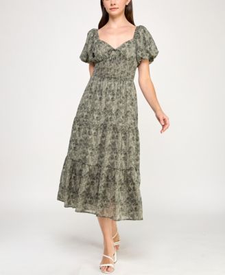 Trixxi Womens Chiffon Printed Fit Olive floral L