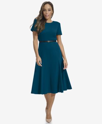 Calvin Klein Womens Short-Sleeve Belted A- Cypress 4