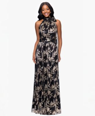 Betsy Adam Petite Sleeveless Metallic Hal Blackgold 10P
