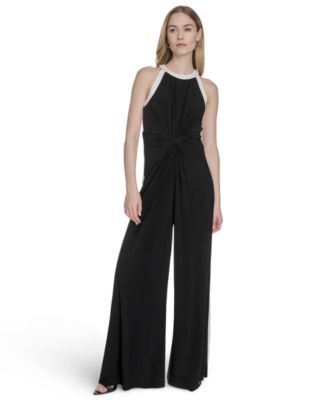 Vince Camuto Petite Sleeveless Wide-Leg Jum Black Ivory PS