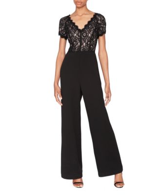 WHITE TIE by Shani Womens Lace Scuba Crepe Wid Black 16