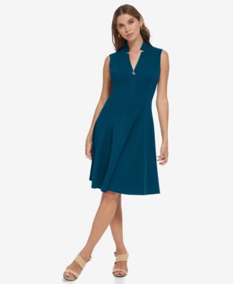 Calvin Klein Womens Sleeveless Scuba Crepe Cypress 2