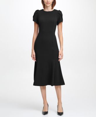 Calvin Klein Womens Short-Sleeve Midi Dres Black 10