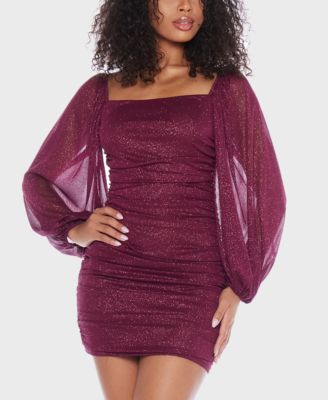 B Darlin Womens Glitter Jersey Short B Wine S