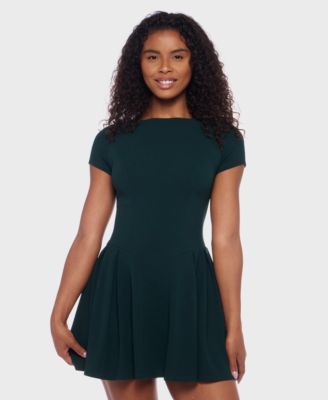 B Darlin Womens Scuba Crepe Short-Slee Dark Green 34