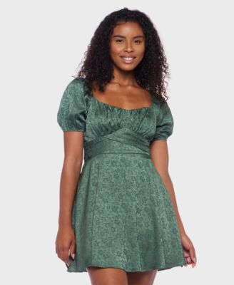 B Darlin Womens Jacquard Floral Fit Green 34
