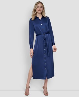 DKNY Womens Collared Long-Sleeve S Coastal Blue 6