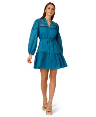 Adrianna Womens Cotton Long-Sleeve Dre Indigo 10