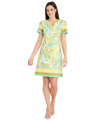 R M Richards Womens Printed Short-Sleeve K Yellowaqua 12