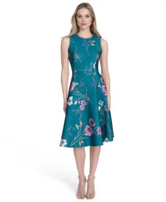 Calvin Klein Womens Sleeveless Scuba Midi Sequoia Multi 14