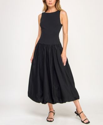 ROW A Juniors Sleeveless Boat-Neck Black L