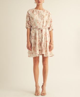 AROSE STUDIO, INC Womens Belted Floral Minidres Soft Pink XL