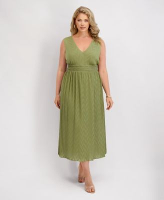 Siena Plus Size V-Neck Pleated Chiff Sweet Pea 3X