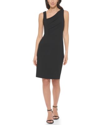 Calvin Klein Womens Asymmetric Scuba Sheat Black 6