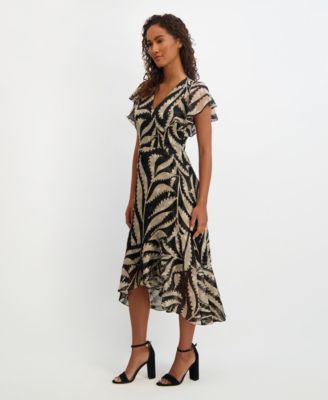 Kensie Womens Printed Burnout Chiffo Navy Multi 10