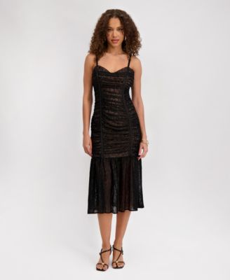 Siena Womens Lace Sleeveless Maxi D Blacknude 6
