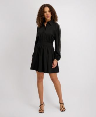 Kensie Womens Long-Embellished-Sleev Black 12