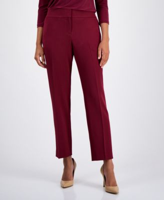 Kasper Press-Pleat Fly-Front Pants, R Evergreen 14