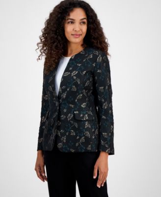 Kasper Womens Metallic Jacquard Coll Black Multi 8