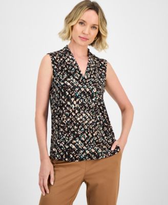 Kasper Womens Floral-Print Hidden-Pl Rich Chocolate L