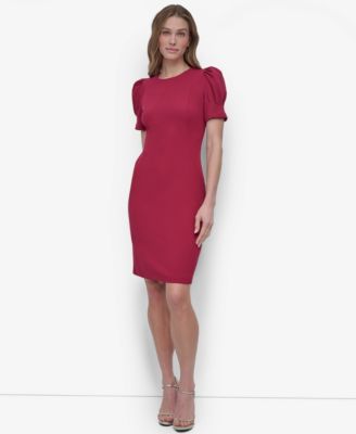 DKNY Womens Puff-Sleeve Sheath Dre Pine 12
