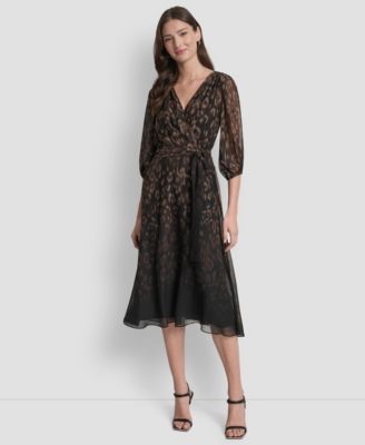 DKNY DKNY Womens Balloon Sleeve Fa ChocolateBlack 4