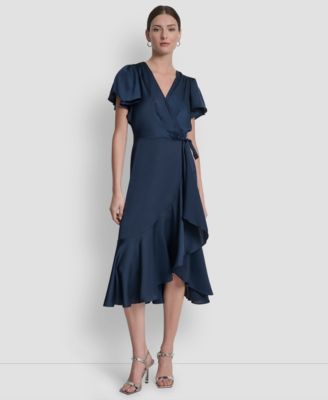 DKNY DKNY Womens Short Sleeve Faux Indigo 12