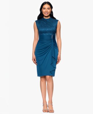 BA By Betsy and Adam Womens Lace Ruched Dress Peacock 16