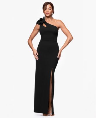 XSCAPE Petite One Shoulder Dress Black 10P