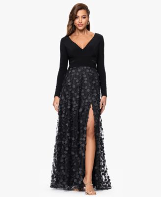 XSCAPE Petite Long Sleeve Embellished Black 16P