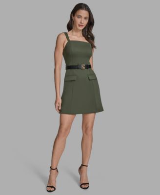 BCBG Womens Sleeveless Belted A-Li EUCALYPTS 12