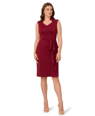 Adrianna Papell Womens Ruffle Scuba Sheath Dr Crimson Haze 2M