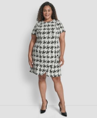 DKNY DKNY Plus Size Jewel Neck Rive BlackIvory 14W