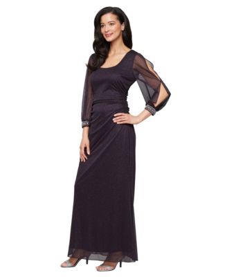 SL Fashions Womens Long Cold Shoulder Gow Plum 8