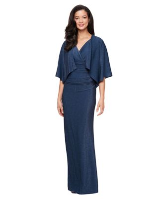 SL Fashions Womens Empire Waist Open Knit Navy 14