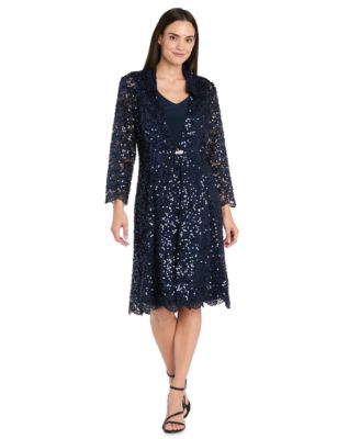 R M Richards Womens V-Neck Dress Navy 10
