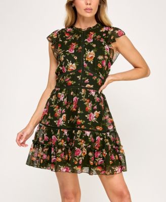 Trixxi Juniors Ruffle Tiered Fit and Green Multi S