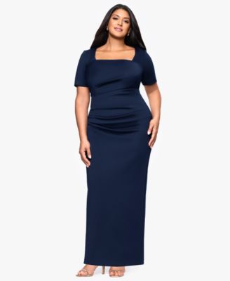 Betsy Adam Plus Size Long Tech Scuba Open Navy 16W