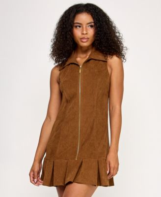 SENI CADE Juniors Sleeveless Collared C Camel M
