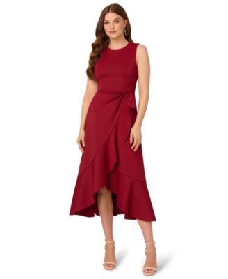 Adrianna Papell Womens Sleeveless Scuba Midi Crimson 4
