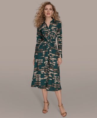 Donna Karan New York Womens Satin A-Line Midi Dres Hudsongold 12