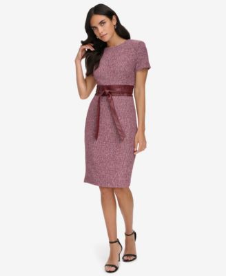 Calvin Klein Womens Short Sleeve Sheath Dr Rosewoodcream 10