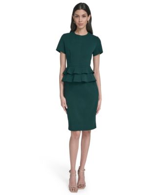 Calvin Klein Petite Peplum Sheath Dress Malachite 12P