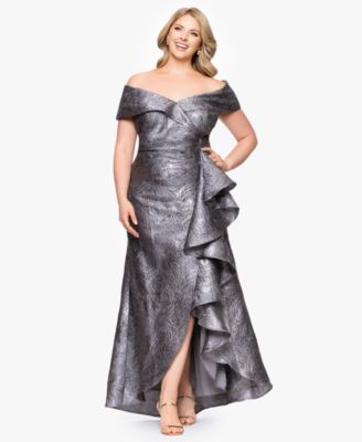 XSCAPE Plus-Size Brocade Sweetheart N Gunmetal 22W